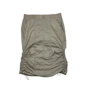 Torrid Womens Beige Midi Skirt With Drawstring Ruched Sides & Button Size 0